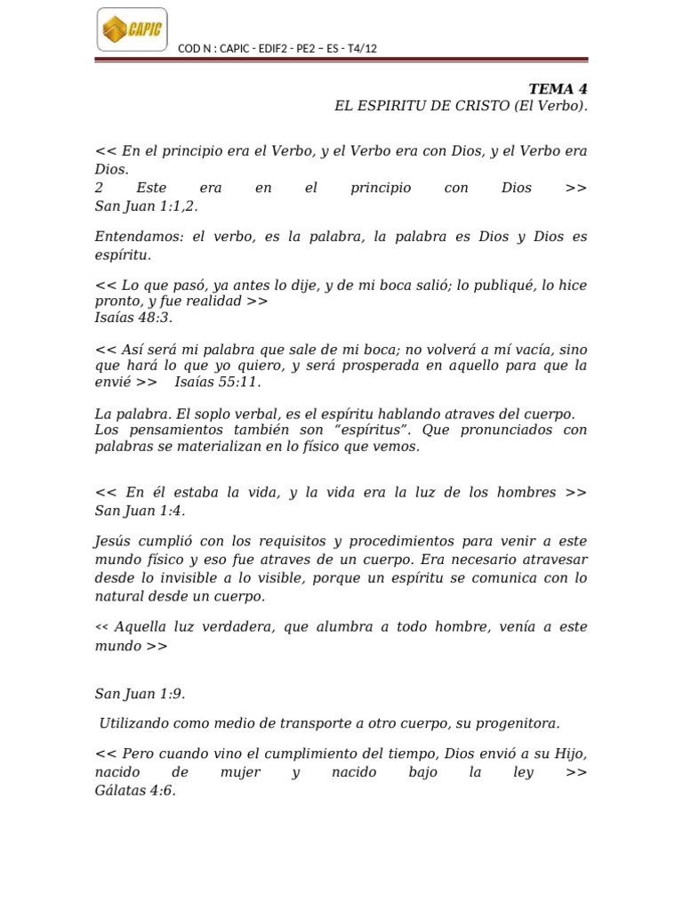El Espíritu de Cristo: Verbo y Cuerpo | PDF | espíritu Santo | Cristo ...
