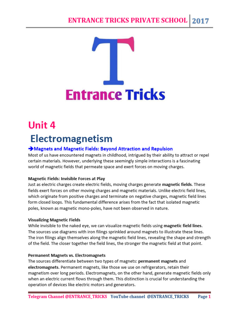 Grade 12 physics unit 4 2 pdf electromagnetic induction