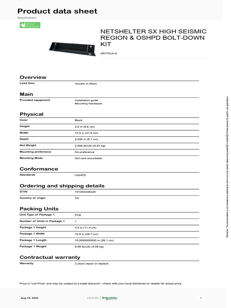 Schneider Electric - NetShelter-Shelving-Mounting-Accessories - AR7701A ...