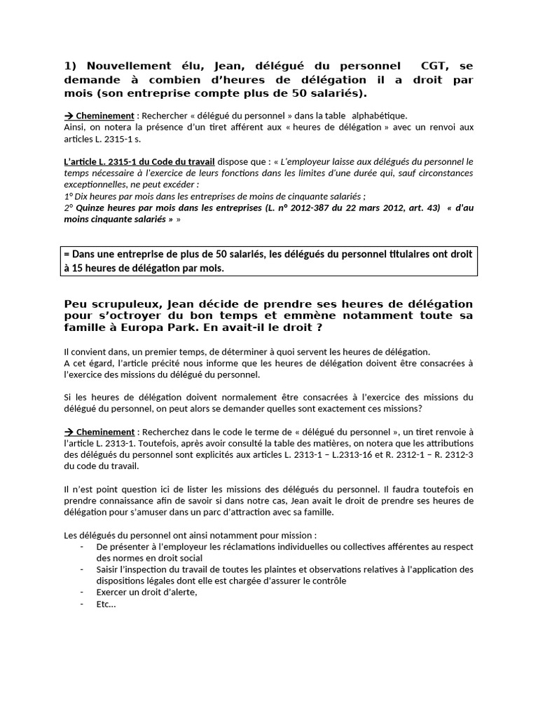 Cas Pratiques - Code Du Travail | PDF | Relations de travail ...