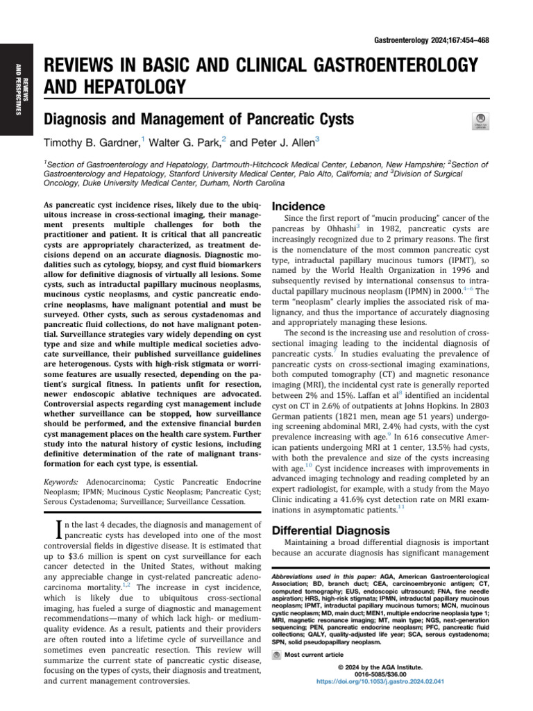 PIIS0016508524002488 | PDF | Pancreatic Cancer | Neoplasms