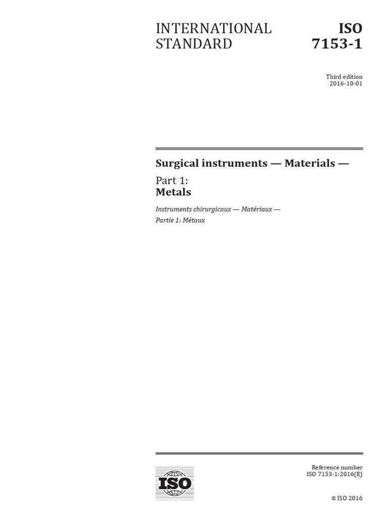 ISO 7153-1:2016 Surgical Metals Standards | PDF | International ...