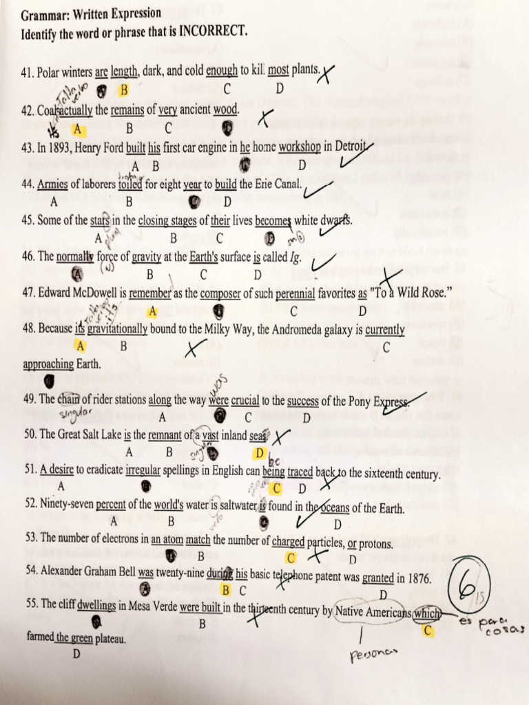 Grammar Errors in Written Expression | PDF | Typewriter