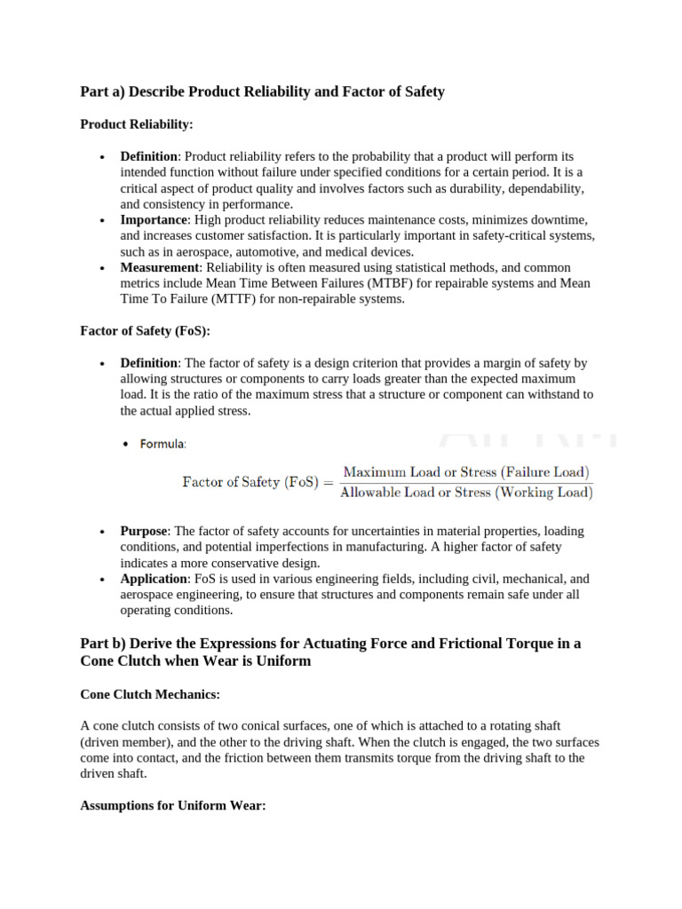 Product Reliability and Factor of Safety Explained | PDF | Reliability ...