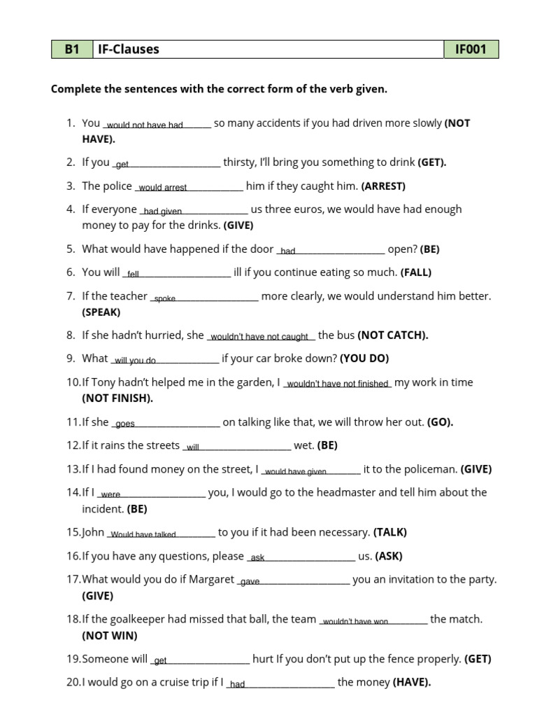 IF-Clauses Practice Exercises | PDF