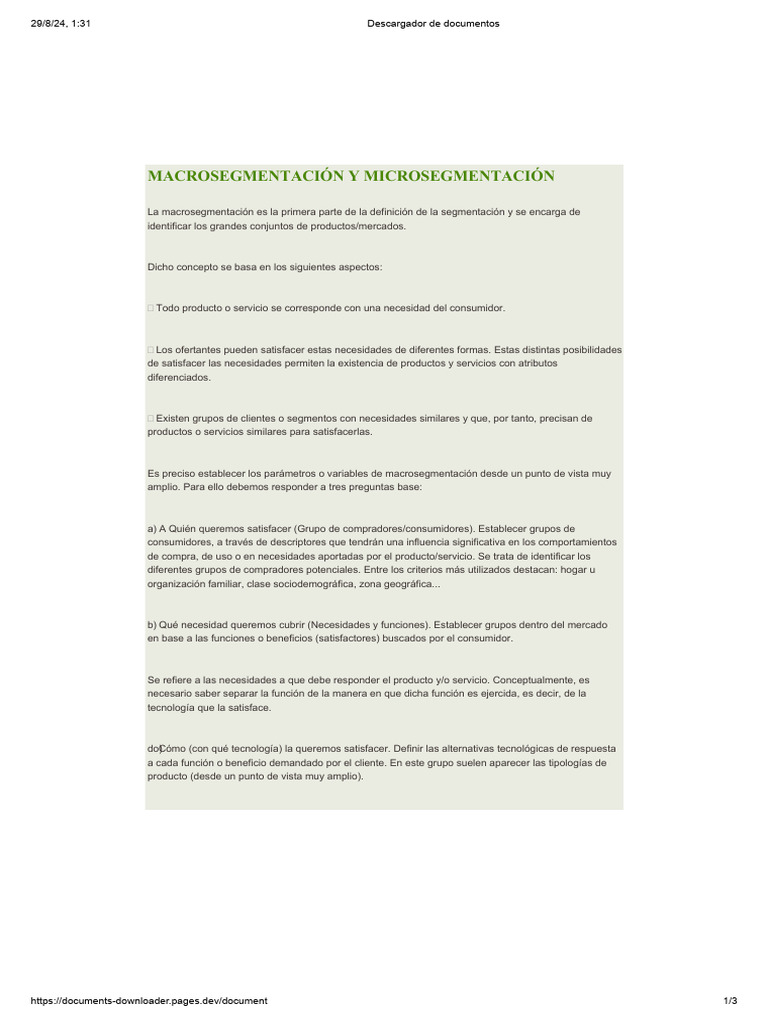 Taller Macrosegmentacion y Microsegmentacion | PDF | Producto (Negocio ...