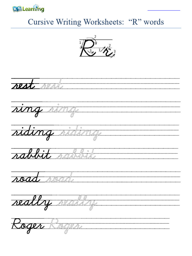Cursive Writing Worksheets for 
