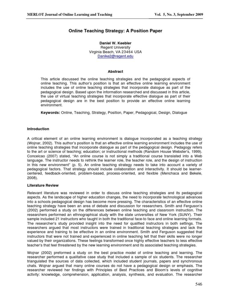 Position Paper Keebler - 0909 | PDF | Educational Technology | Learning
