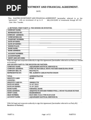MASTER INVESTMENT AND FINANCIAL AGREEMENT22042022