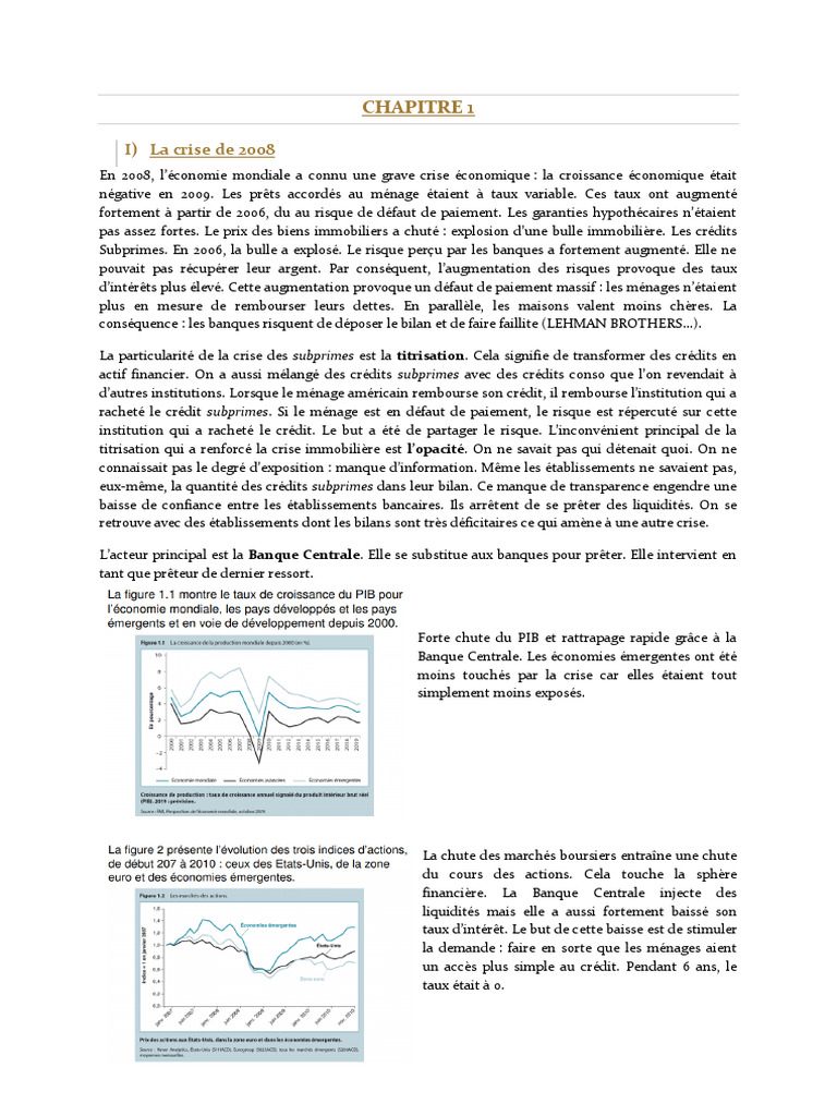 Crise financière de 2008 et système bancaire | PDF | Crise des ...