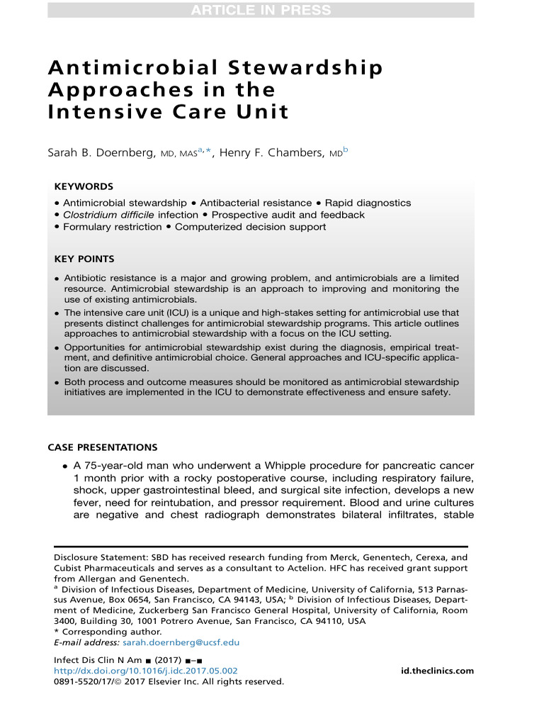 Antimicrobial Stewardship Approaches in The ICU | PDF | Infection ...