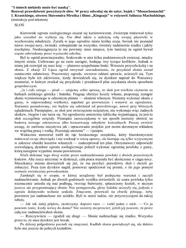 Temat Rozprawki Do Napisania | PDF