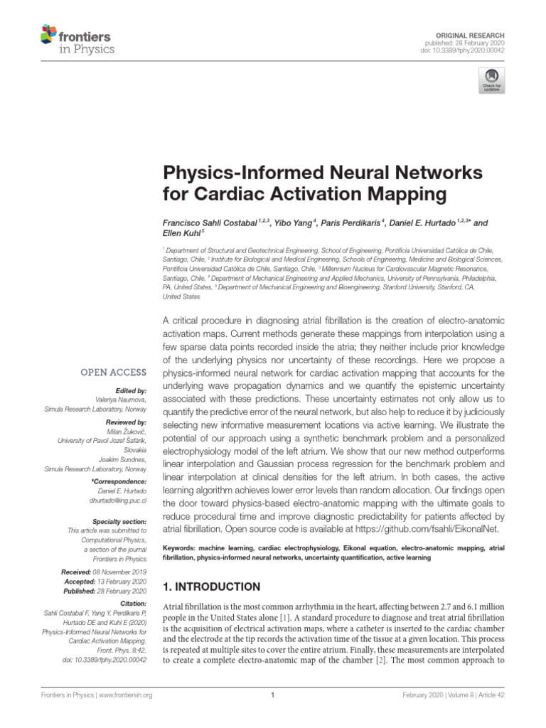 Physics-Informed Neural Networks for Cardiac Mapping | PDF | Artificial ...