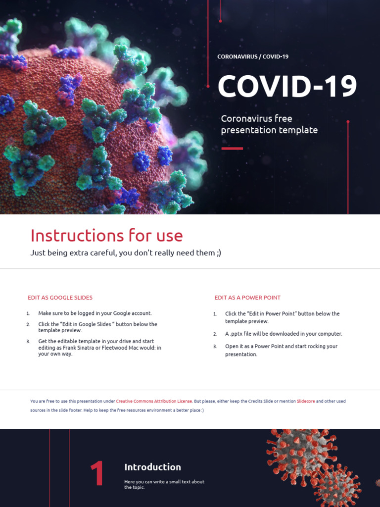 Coronavirus Covid 19 Presentation Free Template by Slidecore | PDF ...