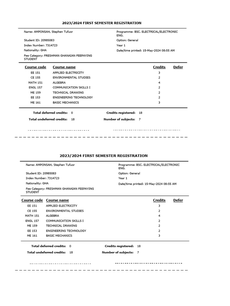 Registration Slip 20985083 2024 1 | PDF | Science
