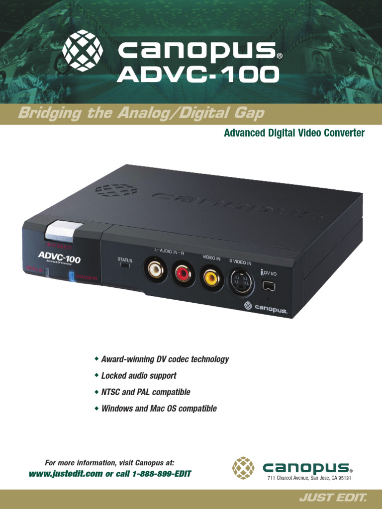 Canopus ADVC-100 DV Converter Overview | PDF | Video | Display