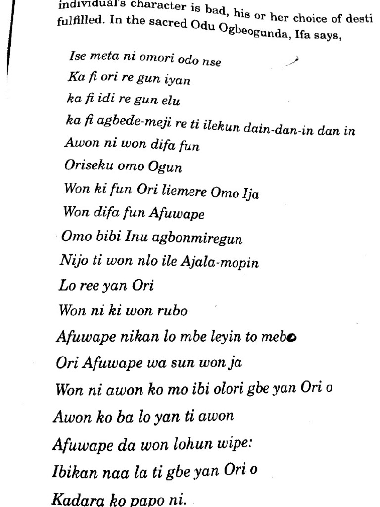 Ogbe Ogunda (Ori) | PDF