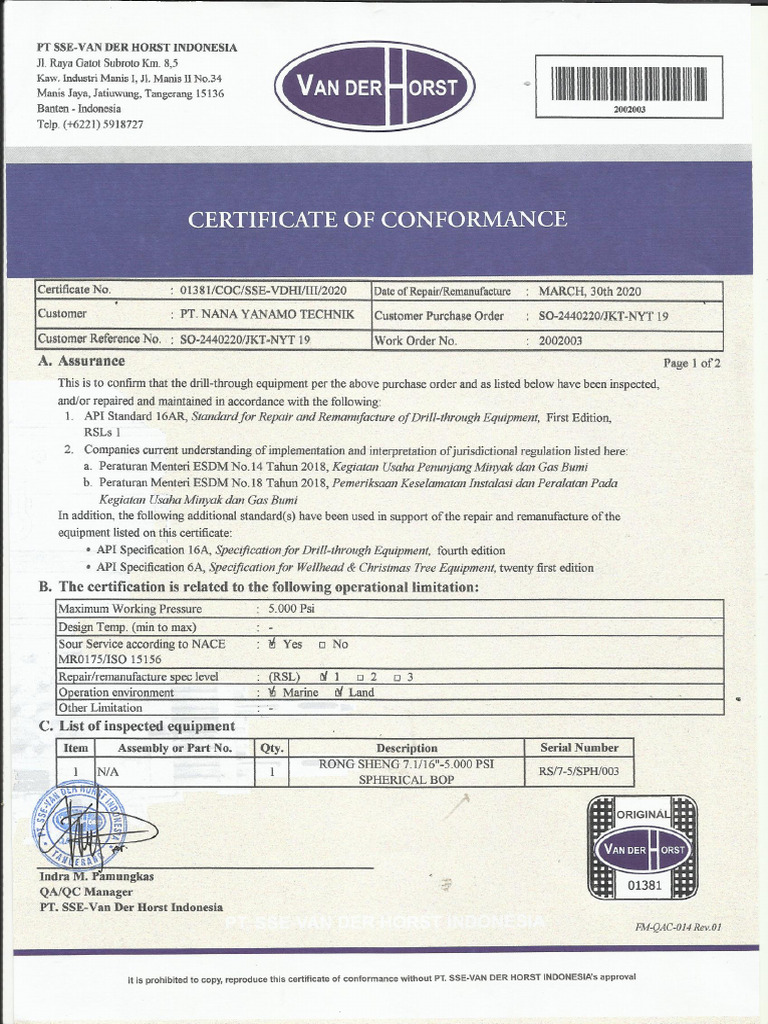 Coc RS 7 1 16-5M SPH Bop | PDF