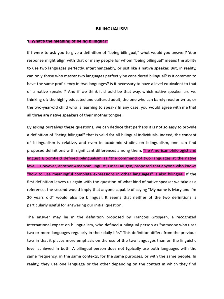 BILINGUALISM | PDF | Multilingualism | Second Language Acquisition