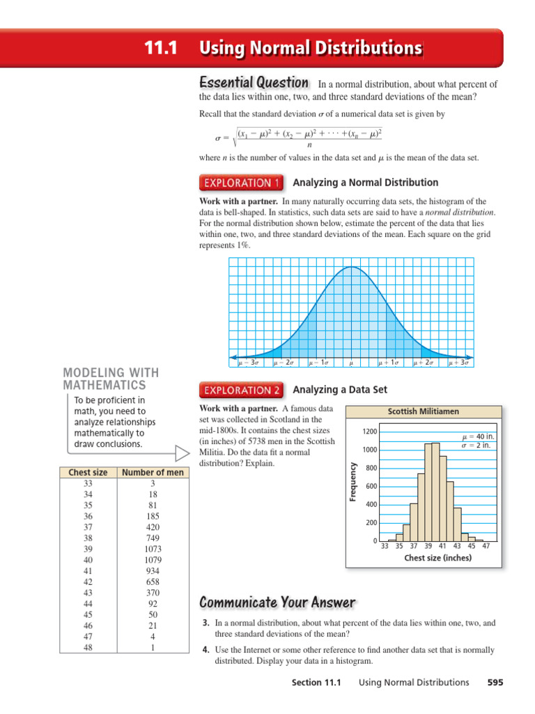 Alg2 Pe 11 01 | PDF | Normal Distribution | Standard Deviation