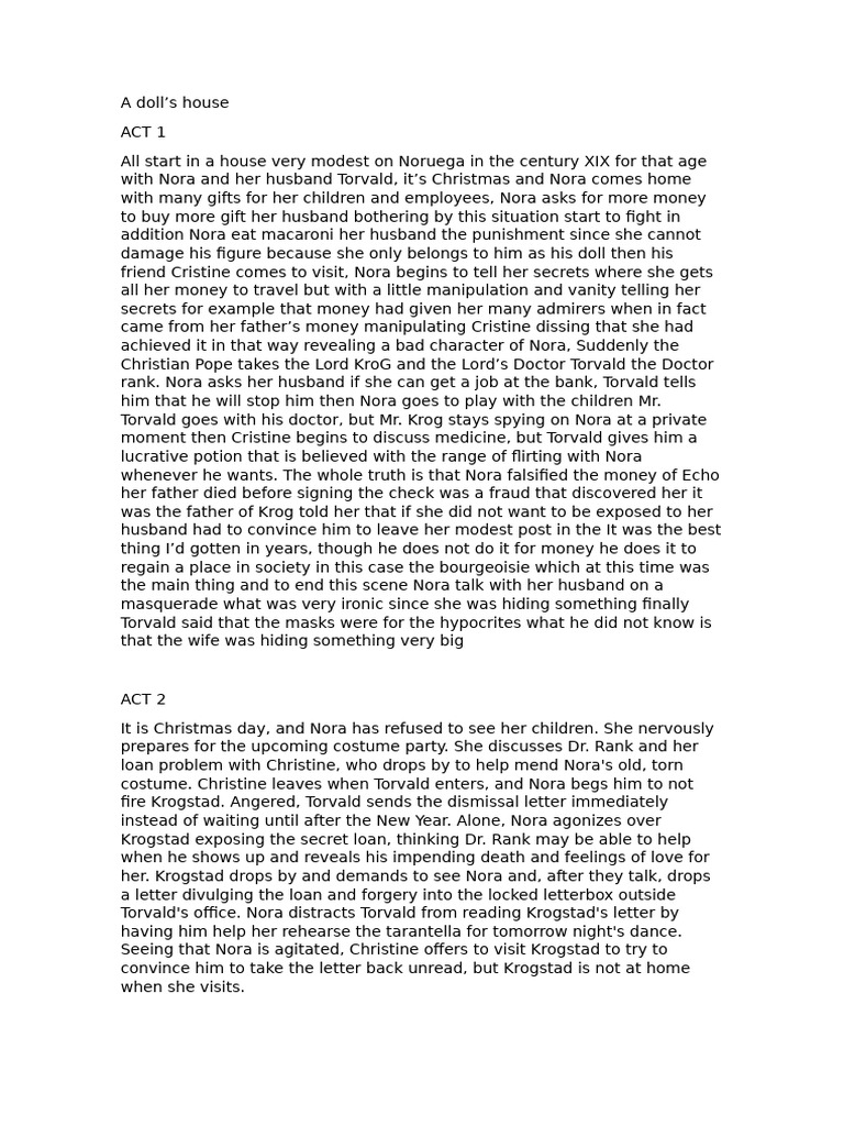 A Dolls House | PDF | A Doll's House