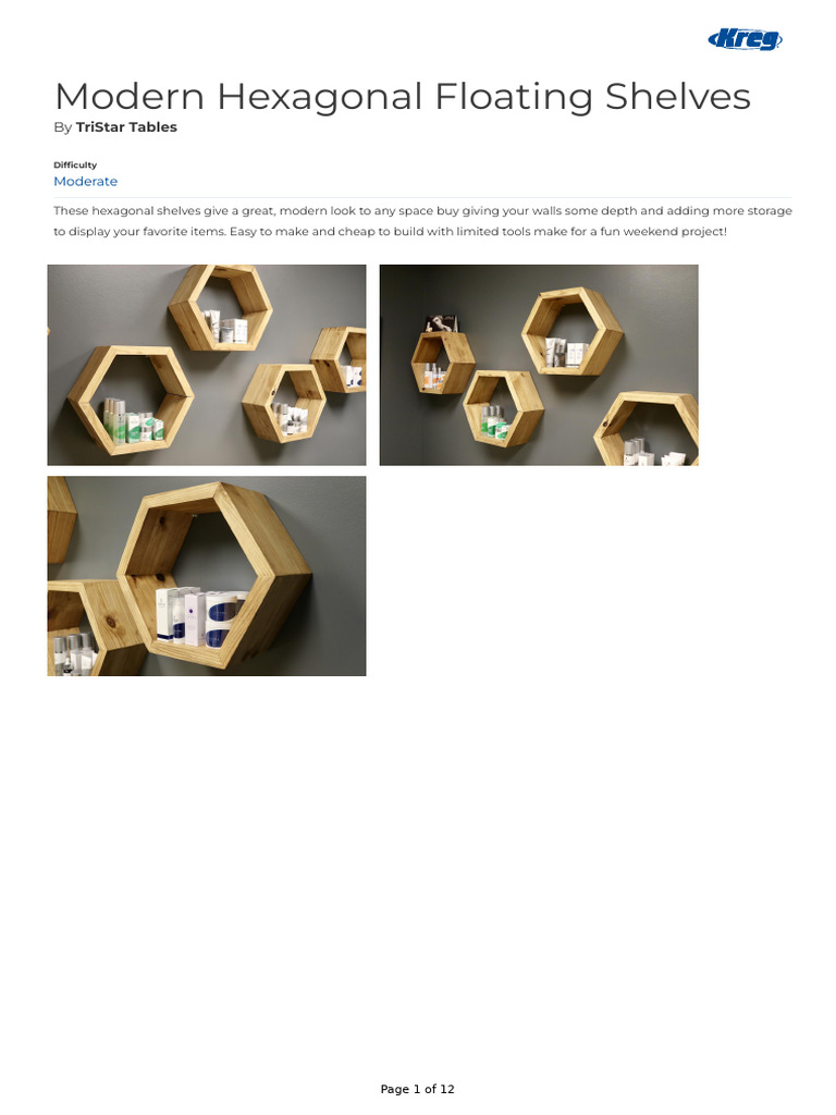 DIY Modern Hexagonal Floating Shelves | PDF | Adhesive