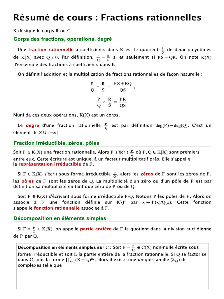 18 - Fractions Rationnelles BIBMATH | PDF