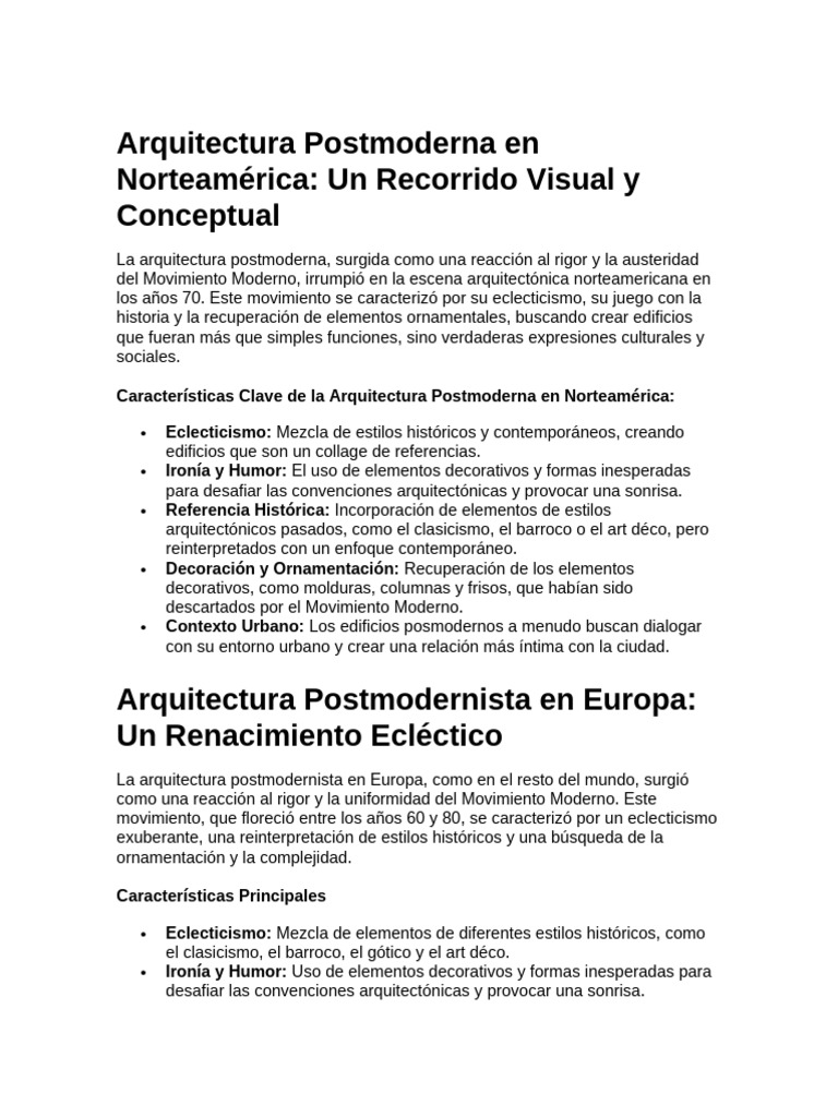 Arquitectura Postmoderna | PDF | Estilo | Las artes