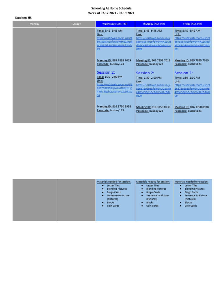 Home School Schedule: Feb 2021 | PDF | Home & Garden
