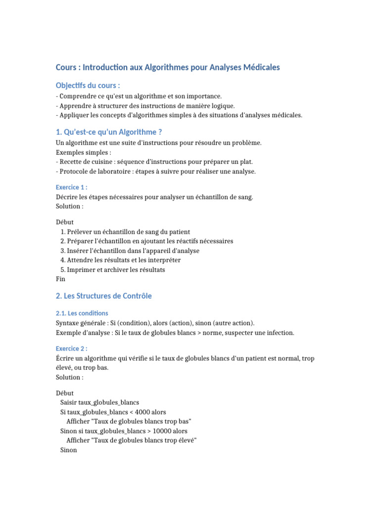 Algorithmes pour Analyses Médicales | PDF | Indice de masse corporelle ...