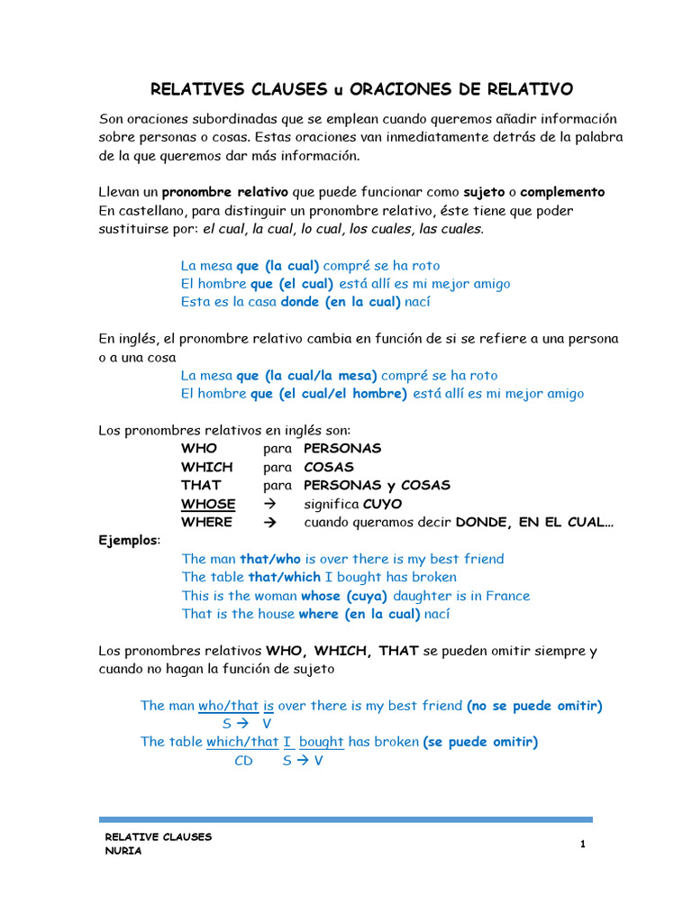 Understanding Relative Clauses in English | PDF | Linguistics ...