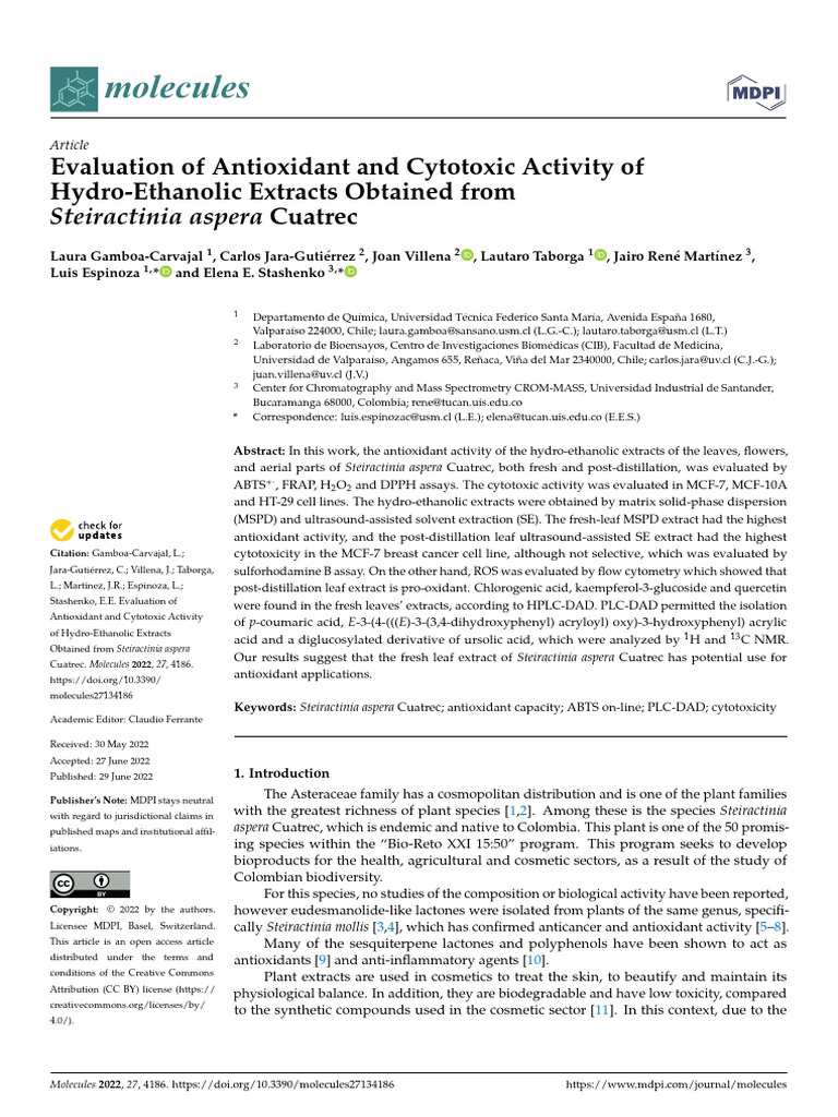Evaluation of Antioxidant and Cytotoxic Activity Of-1 | PDF | Chemical ...
