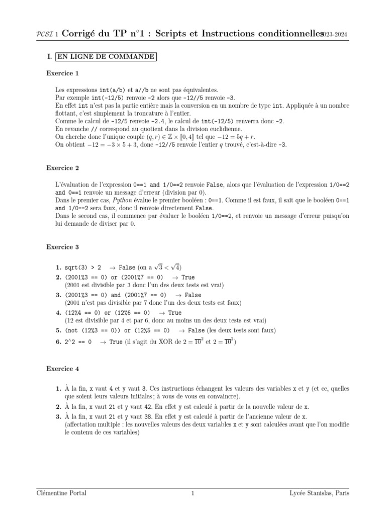 Corrigé TP Python : Scripts et Conditions | PDF | Booléen ...