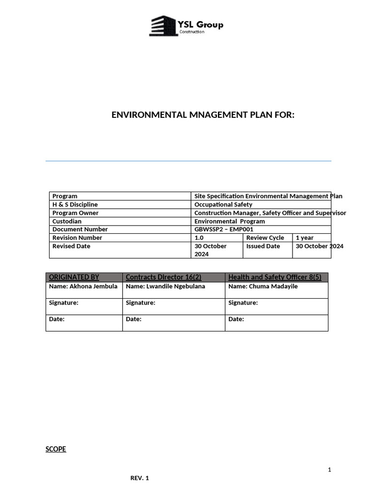 Environmental Mnagement Plan For | PDF | Topsoil | Waste