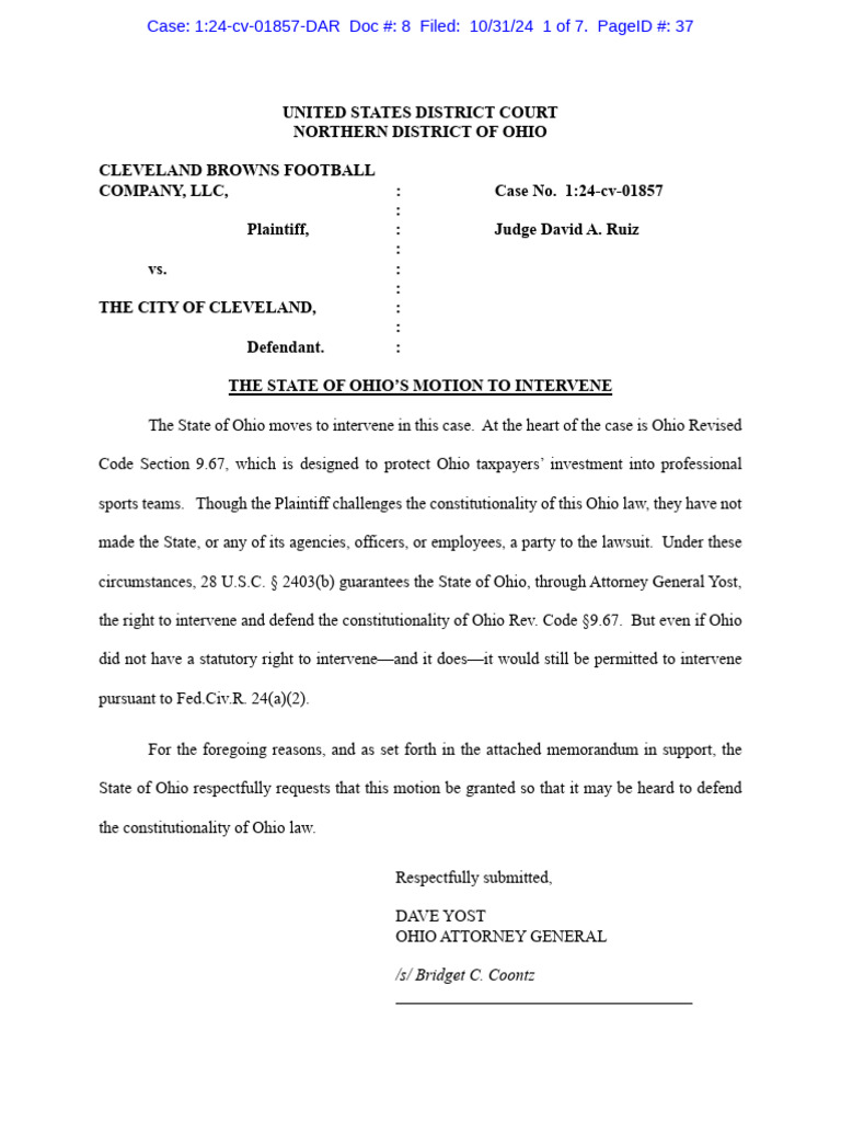ohio-attorney-general-dave-yost-files-motion-to-intervene-in-browns-v