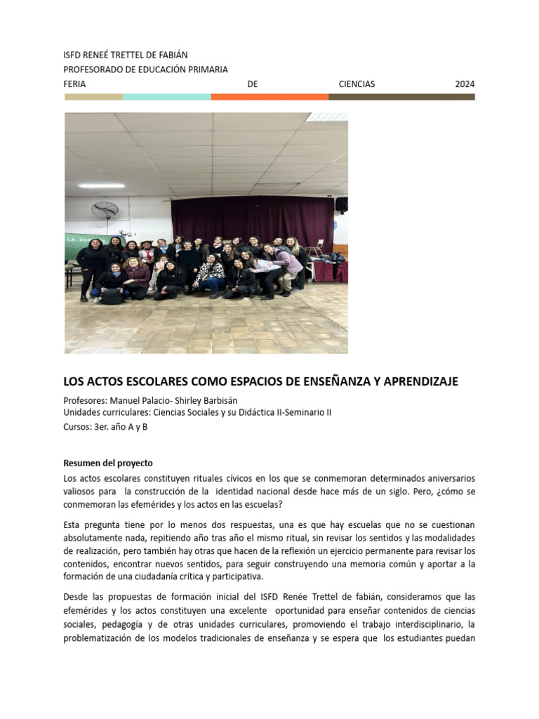 Proyecto Trettel Feria de Ciencias 2024 | PDF | Enseñando | Educación ...