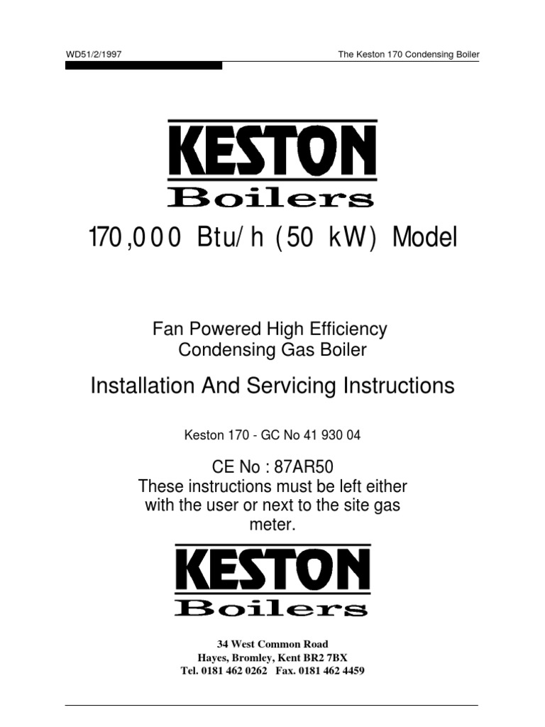 Keston 170 Boiler Manual, PDF, Boiler