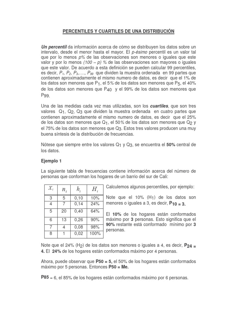 Percentiles y Cuartiles | PDF | Cuantil | Muestreo (Estadísticas)