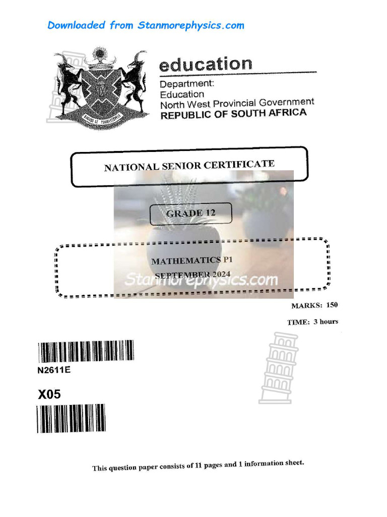 NW Maths Grade 12 September 2024 P1 and Memo | PDF