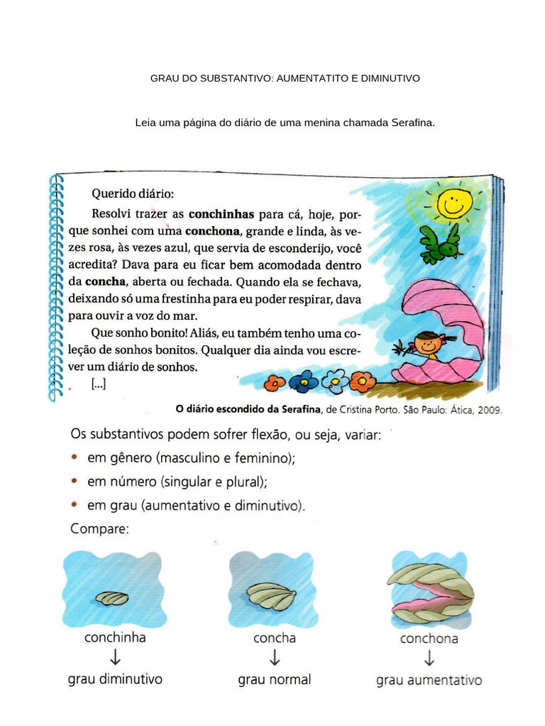 GRAU DO SUBSTANTIVO História Curta 6º e 7º Ano | PDF