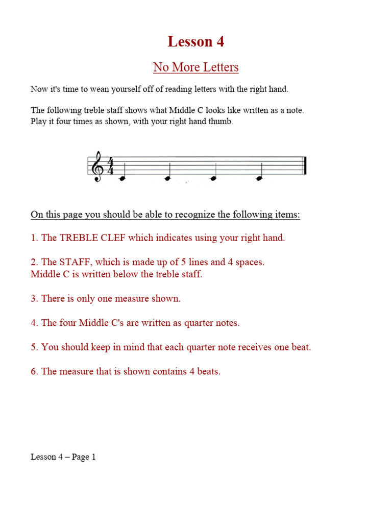 Learning Piano For Beginner 4 | PDF | Clef | Notation