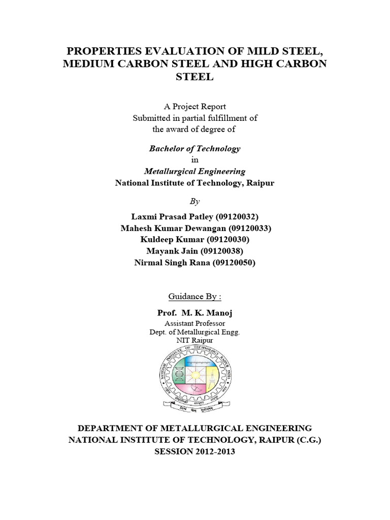 Properties Evaluation of Mild Steel Medi | PDF | Steel | Deformation ...