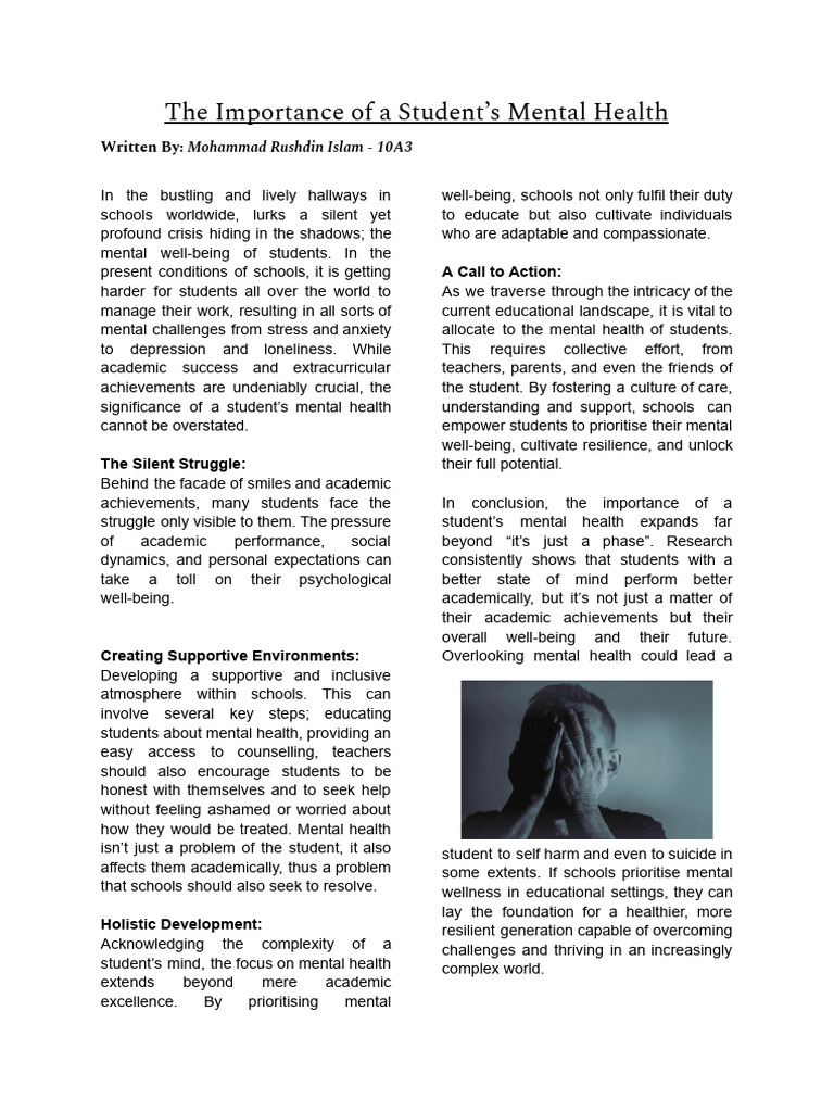 Student Mental Health Matters | PDF | Self-Improvement | Wellness