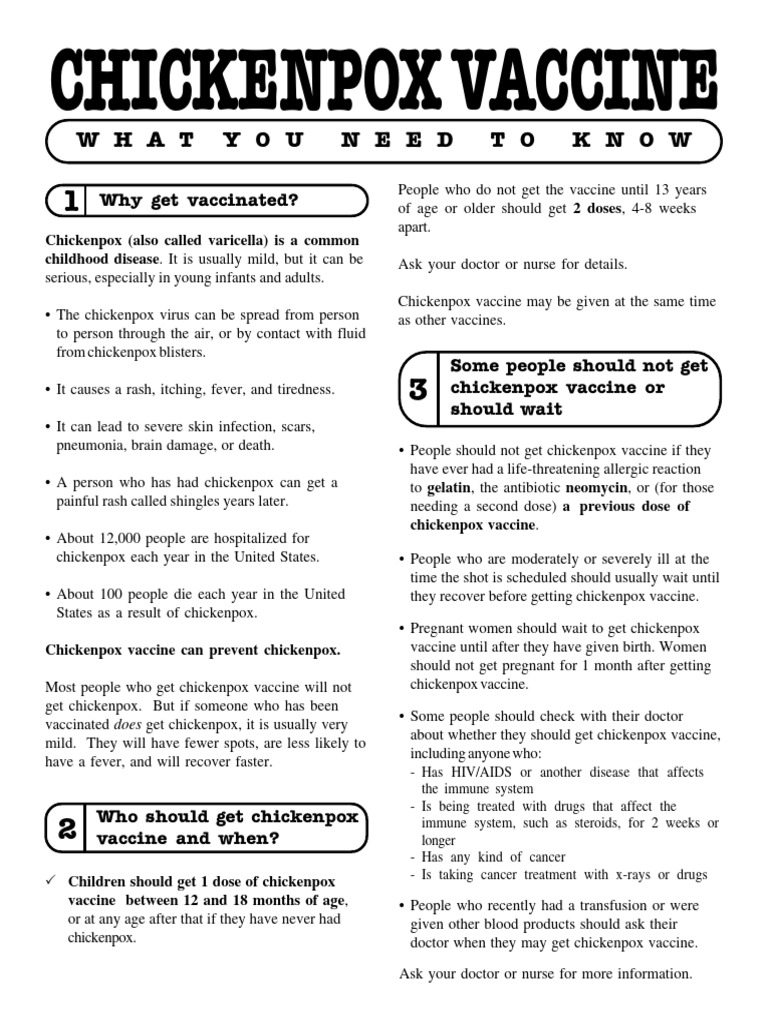 Chickenpox Vaccine Information Guide | PDF | Vaccines | Vaccination