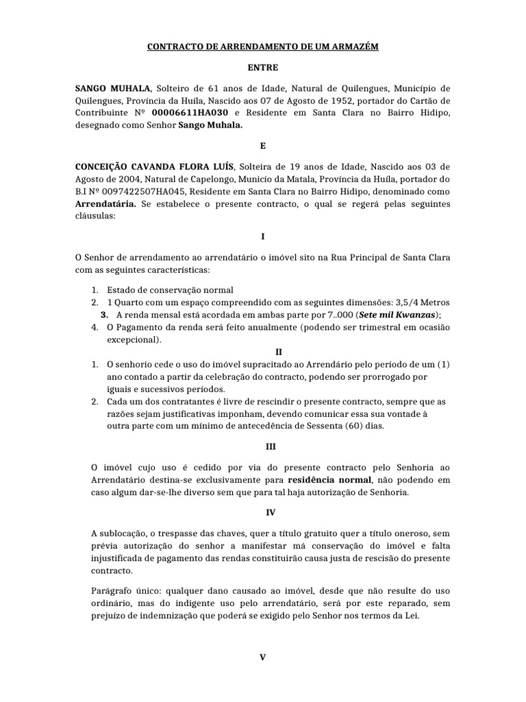 Contracto Messi | PDF | Leasing | Proprietário