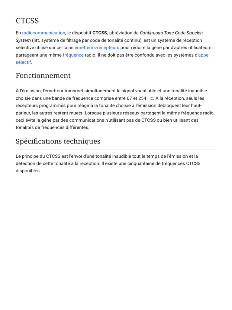 Comprendre le système CTCSS | PDF | Télécommunications | Transmission ...