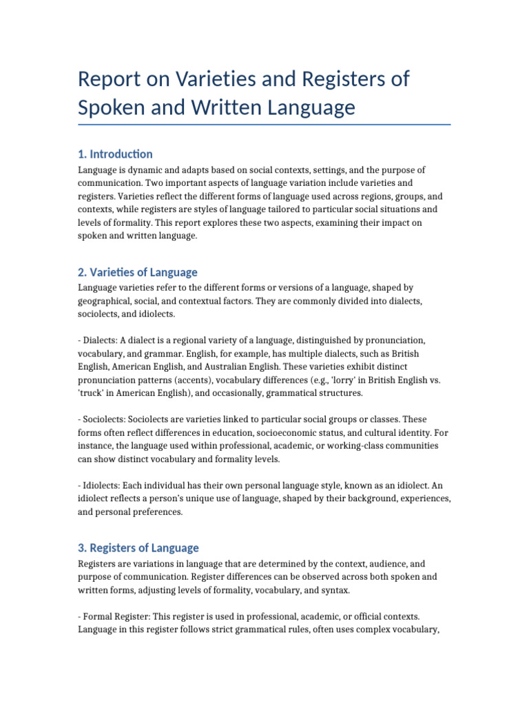 Regional Language Varieties Explained | PDF | Dialect | English Language