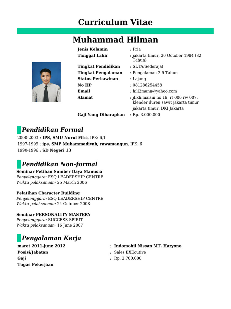Resume CV Muhammad Hilman | PDF