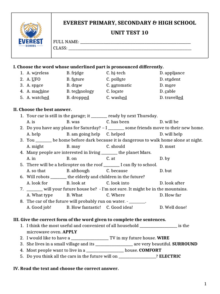 Unit Test 10 | PDF