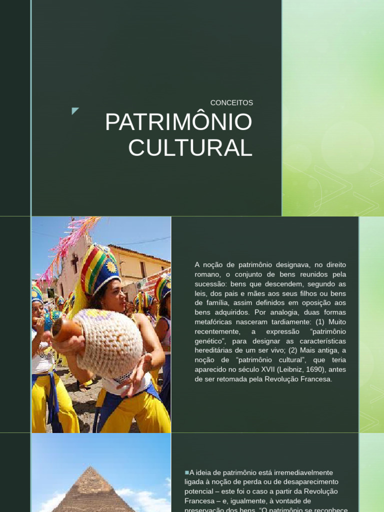 Conceitos de Patrimônio Cultural | PDF | Herança cultural | Educação em ...